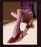 "Electric Wave" Aurora 912-pin lace jacquard sexy woman seamless silky smooth and shiny silk ultra-thin jumpsuit stockings woman