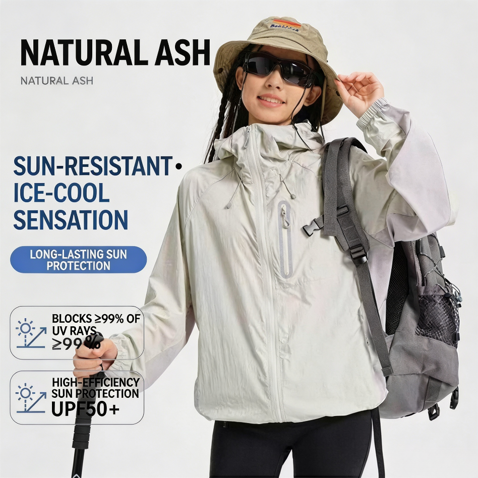 UPF100+ Lightweight Packable Sun Protection Jacket, Cool Breathable Outdoor Skin Coat