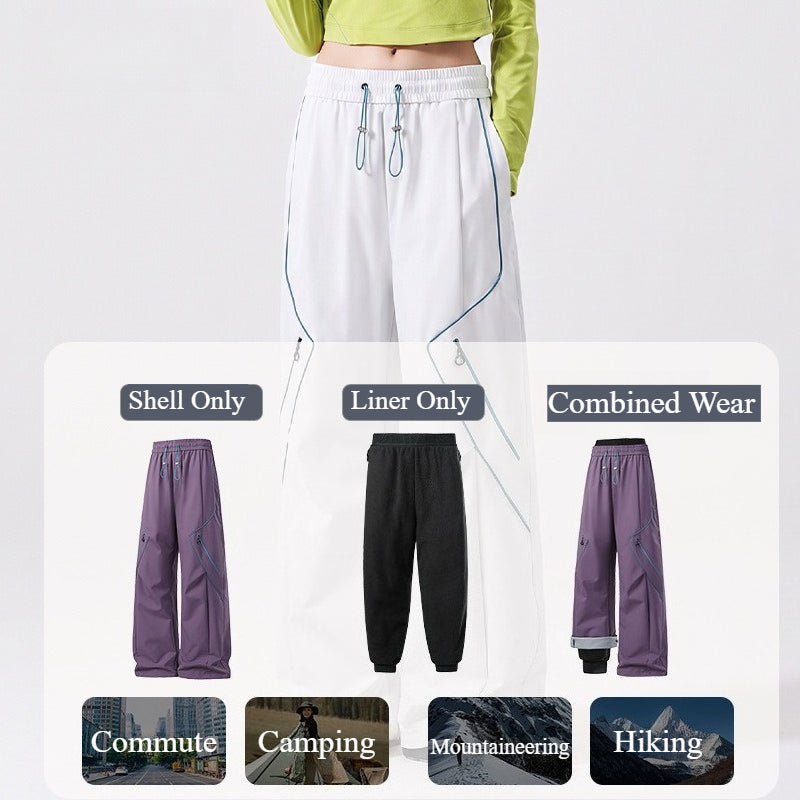 WENHOUU Women's 2-in-1 Detachable Waterproof Hiking Pants, Loose Cargo Trekking Trousers