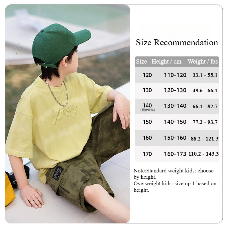 New Embossed Pure Cotton Breathable Short Sleeve T-Shirts for Boys