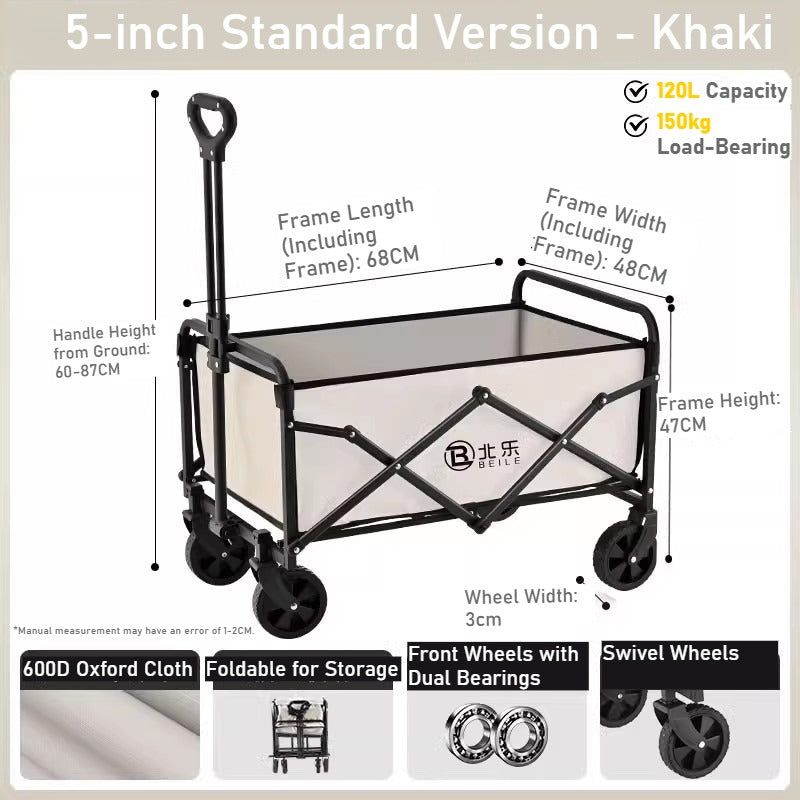 Outdoor camper cart Full metal camp trailer Foldable stall trolley Light travel camping picnic