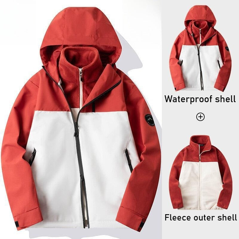 Autumn and winter three-proof jacket for men and women outdoor sports waterproof mountaineering hooded jacket