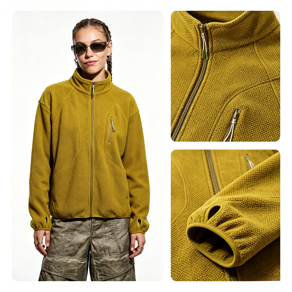 Outdoor Honeycomb  Fleece-Lined Sports Jacket
