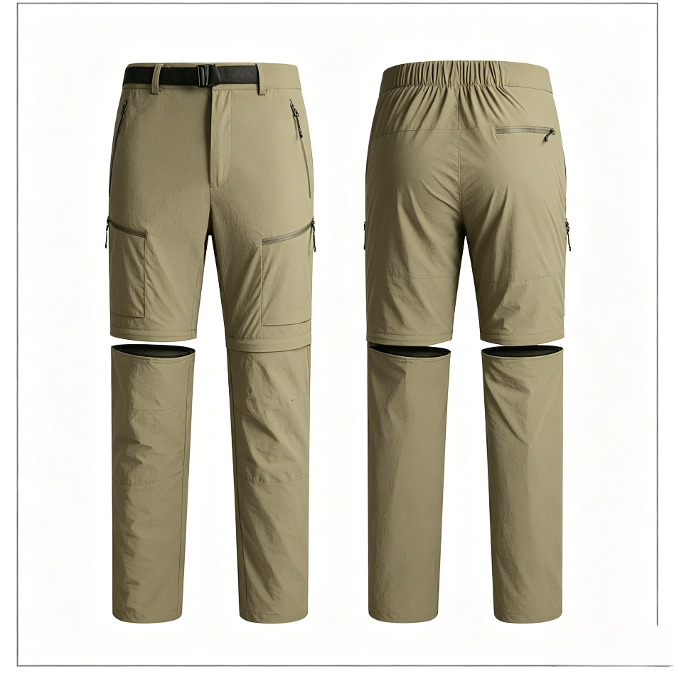 WENHOUU Men's Zip‑Off Detachable Hiking Cargo Pants, Waterproof Breathable