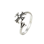 Hip-hop retro cross flower ring, punk style adjustable