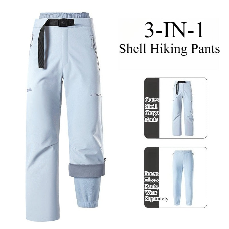 Unisex 3‑in‑1 Zip‑Off Fleece Lined Waterproof Outdoor Hiking Pants