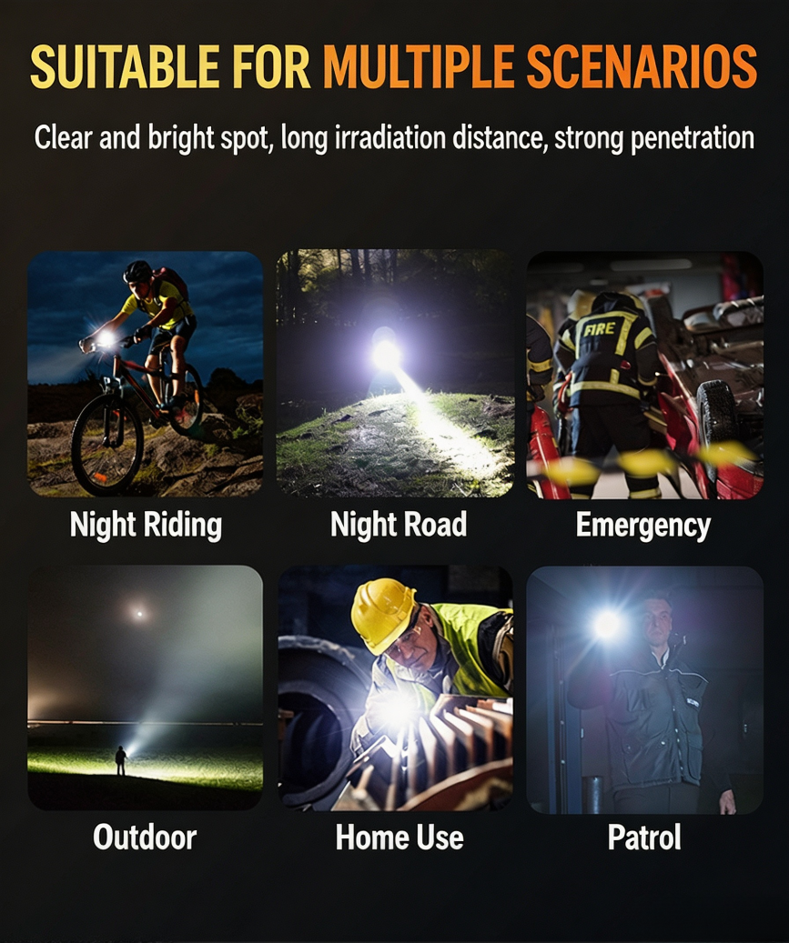 Super Bright Zoomable Portable Flashlight, Shock‑Resistant Outdoor Focus Torch