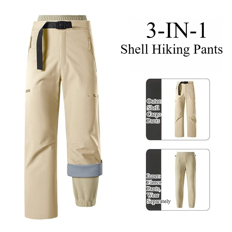 Unisex 3‑in‑1 Zip‑Off Fleece Lined Waterproof Outdoor Hiking Pants
