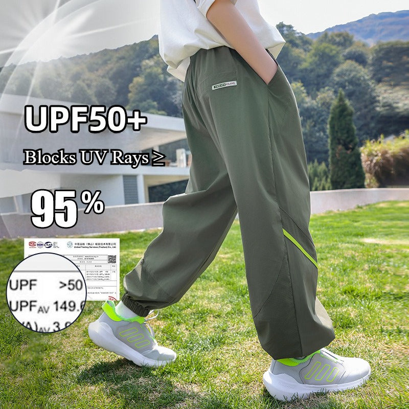 Boys Quick Dry Athletic Pants, UPF50+ UV Protection Mesh Cooling Trousers