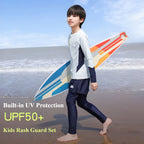 Kids Boys UPF50+ Rash Guard, 7A Antibacterial Quick Dry 2-Piece Swimsuit