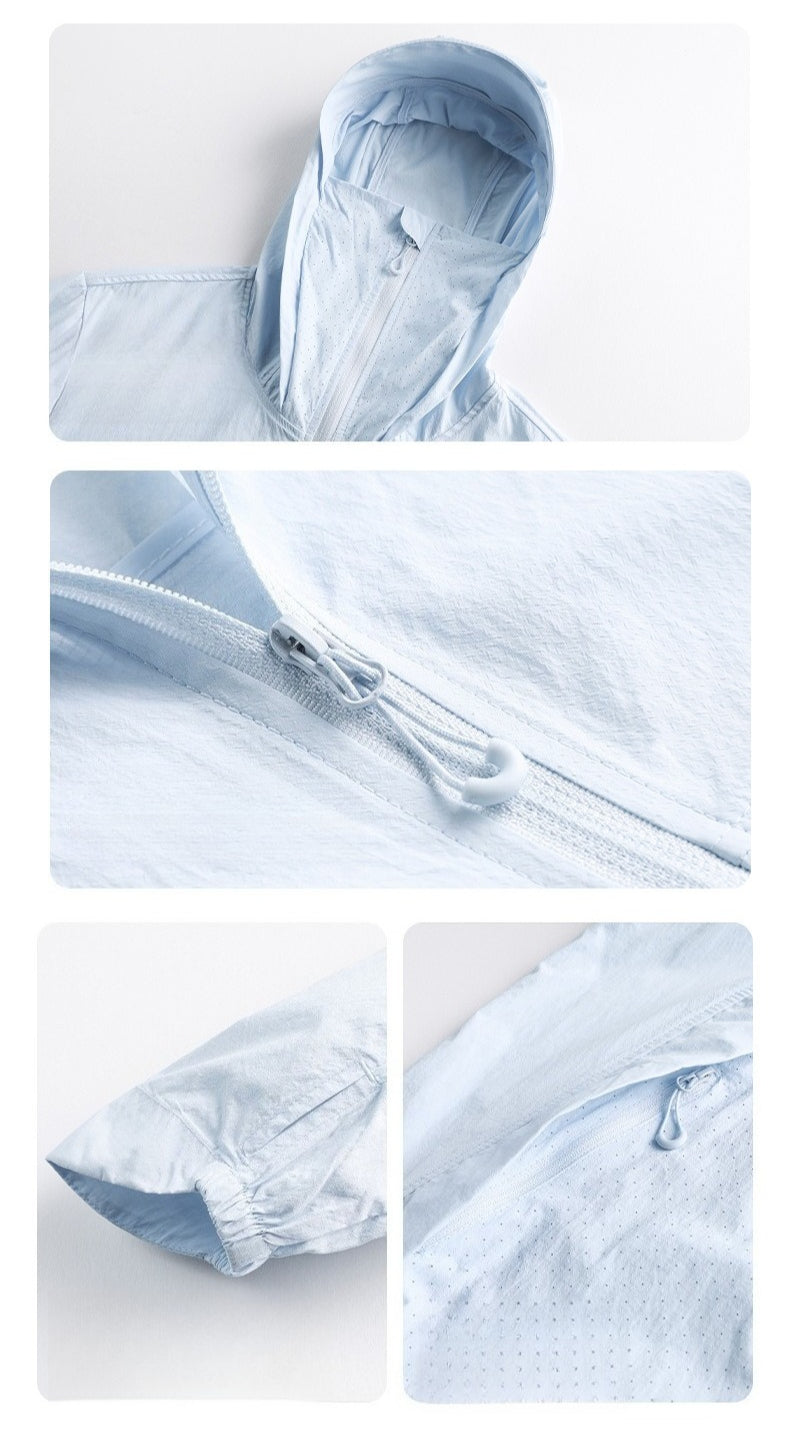 Unisex Ice Silk UPF50+ Sun Protection Jacket Lightweight Breathable Outdoor Anti‑UV Sun Shirt