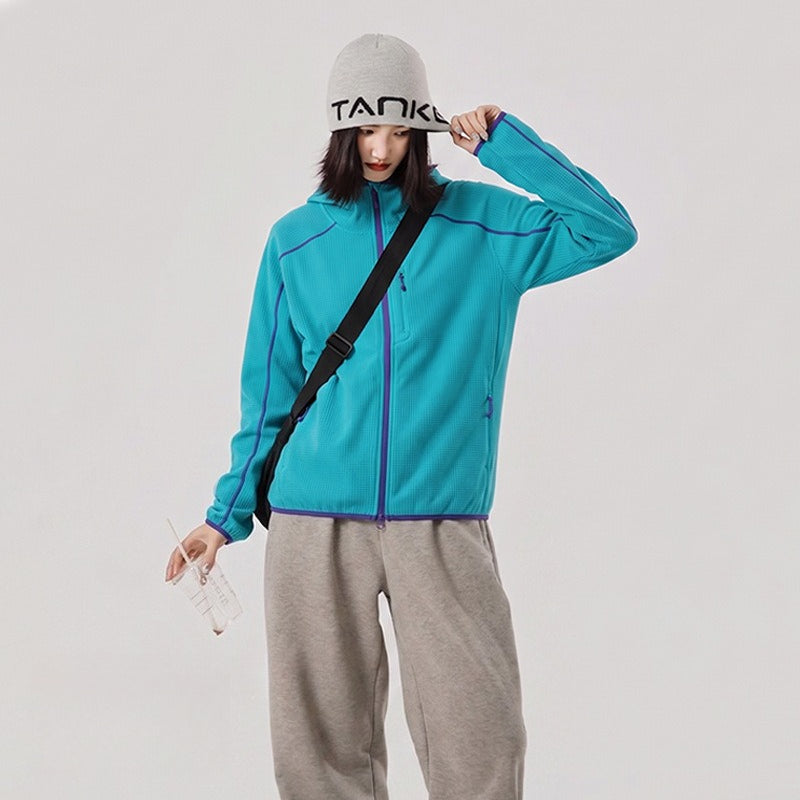 Waffle Softshell Jacket | Unisex Color‑Block Outdoor Hiking Couple Coat