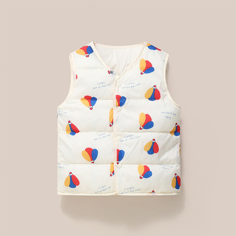 2025 autumn and winter new children's down cotton vest, boys and girls, medium and small children's warm vest, trendy vest inside and outside