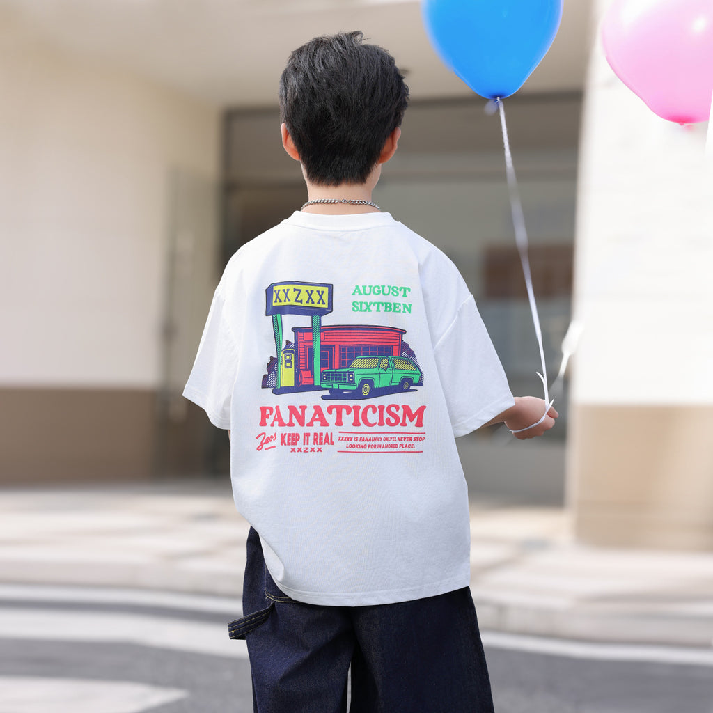 Boys' Lightweight Short-Sleeve T-Shirt with Car Print