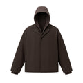 Faux two-piece fleece-lined street style short wide hooded cotton jacket for men