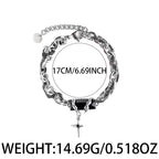 Black Diamond-Style Stone-Accented Titanium Steel Bracelet