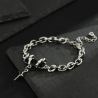 Black Diamond-Style Stone-Accented Titanium Steel Bracelet