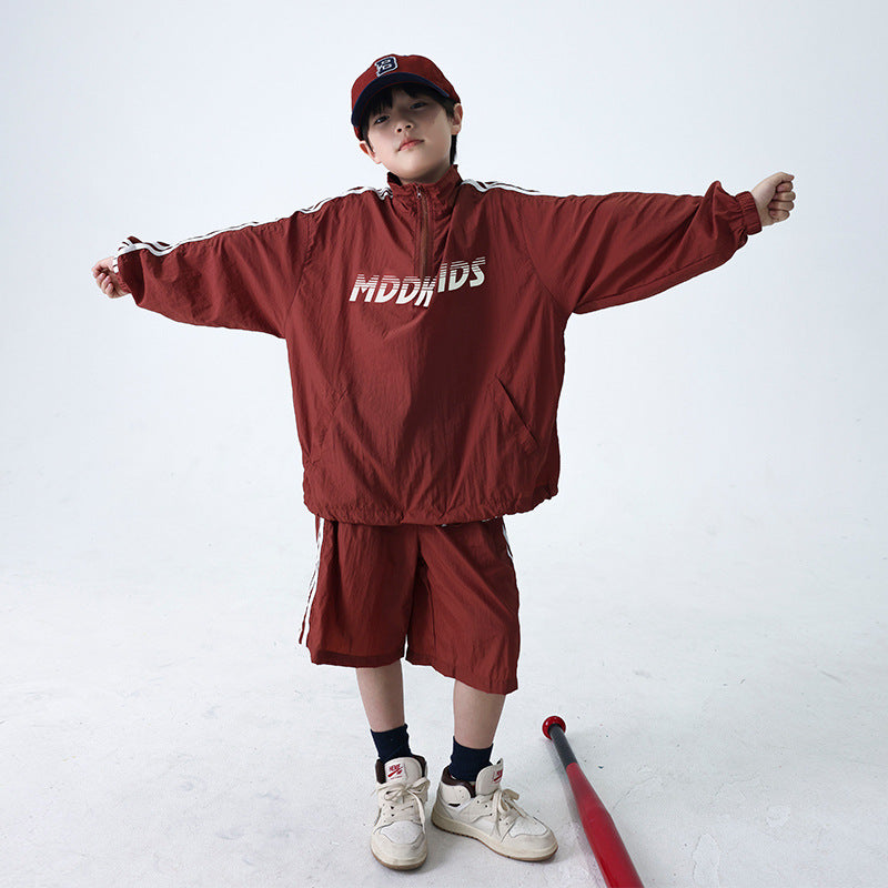 Kids Long Sleeve Sun Protection, Quick Dry, Boys 2PCS Sports Set