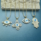 Famati's Hand Butterfly Shell Evil Eye Necklace