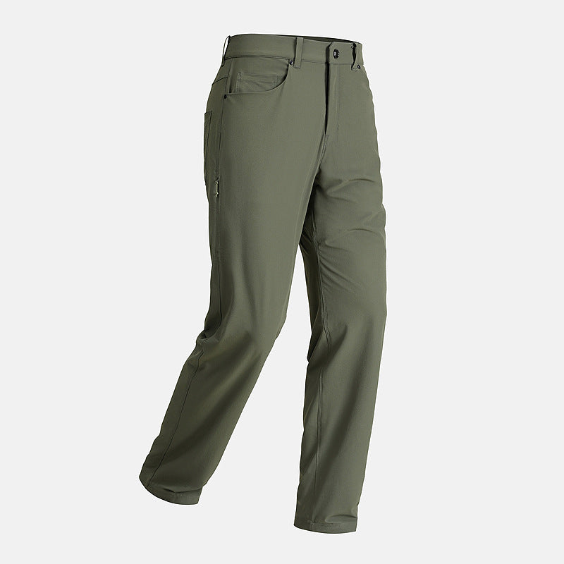 Men's Elastic Breathable Hiking Pants, Wear‑Resistant Straight‑Leg Outdoor Casual Trousers