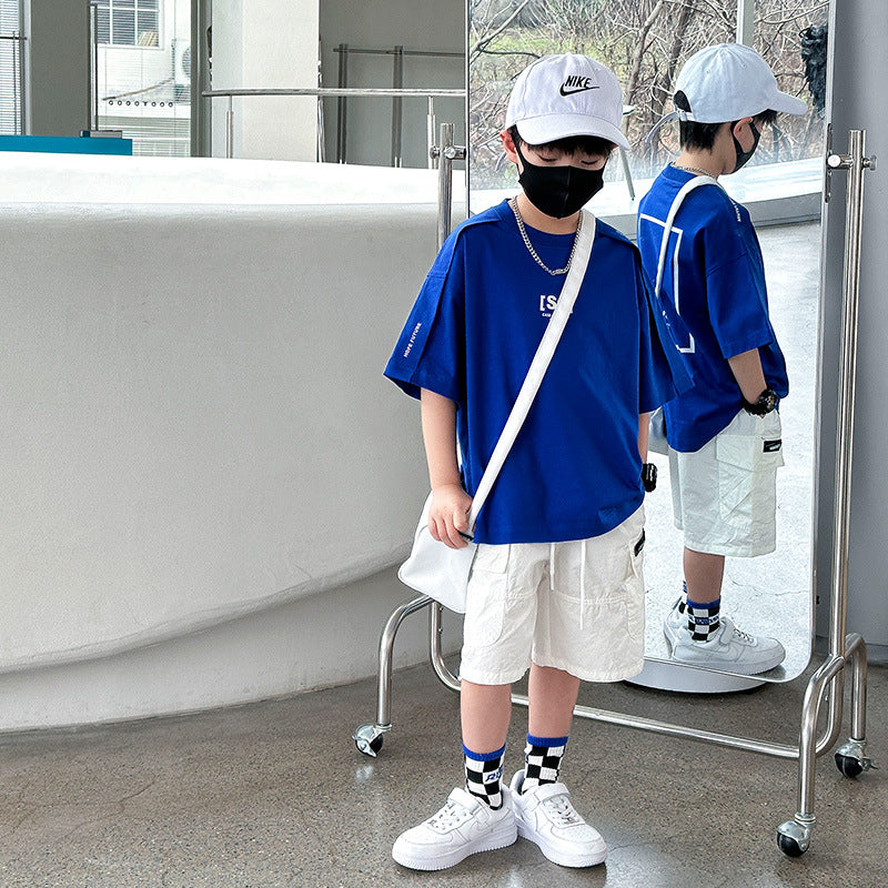 Boys Pure Cotton Short Sleeve T-Shirt, Kids Casual Summer Top