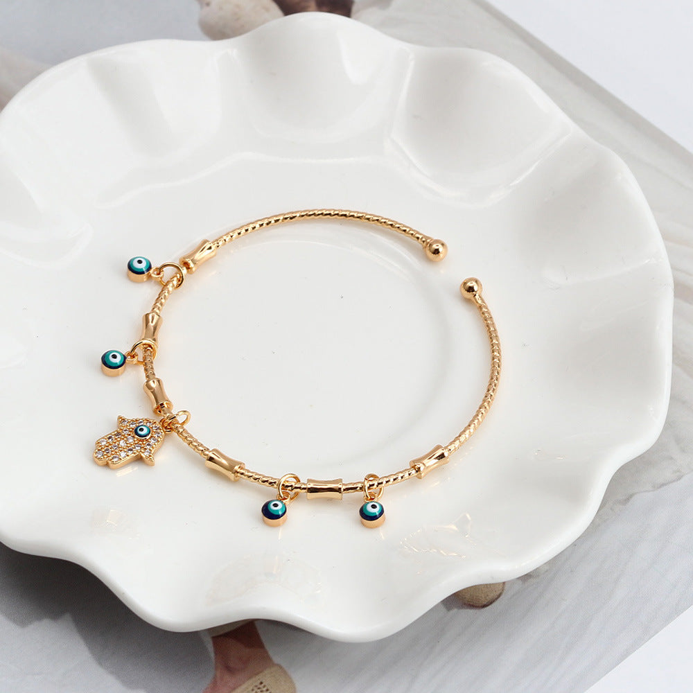 Evil Eye Bracelet for Women with Dripping Turquoise Eyes