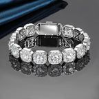 Cuban Bracelet 12mm Wide Rock Sugar Chain Zircon Tennis Bracelet Flip