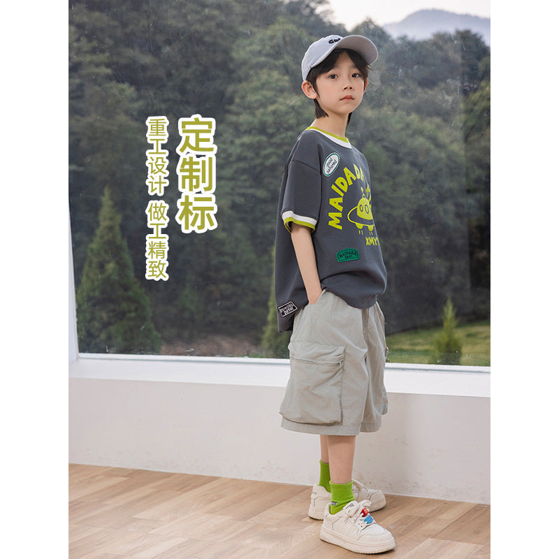 Heavyweight Boys Short Sleeve T-Shirts with Fine Craft