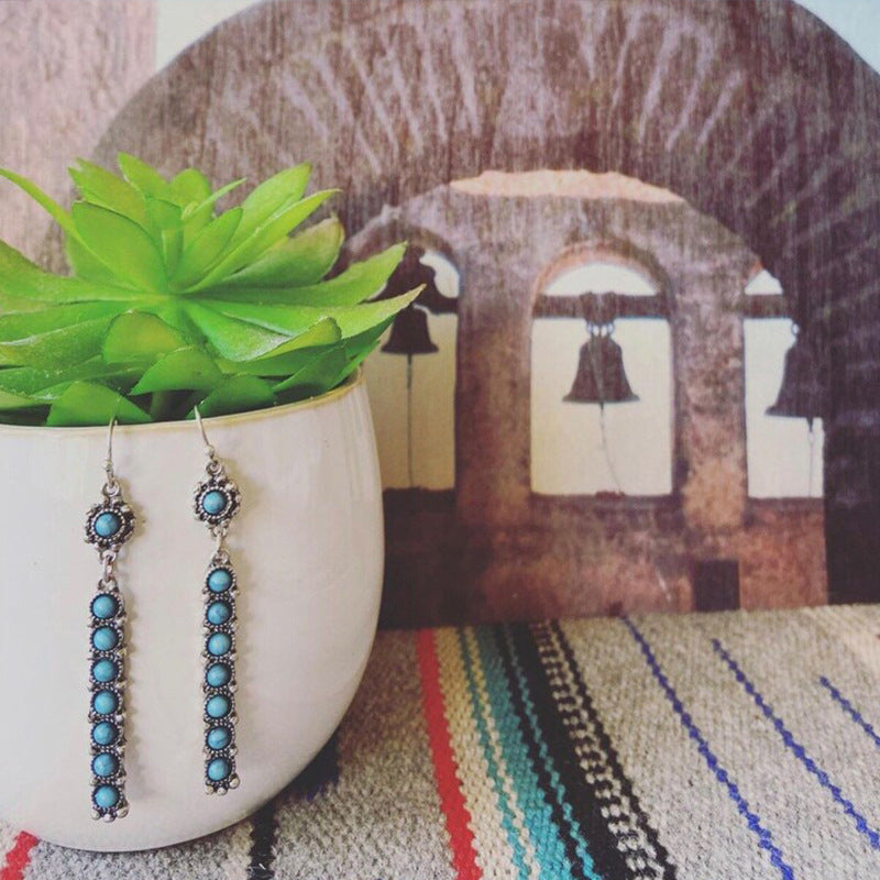Blazin Roxx Turquoise Stone Bar French Hook Earrings