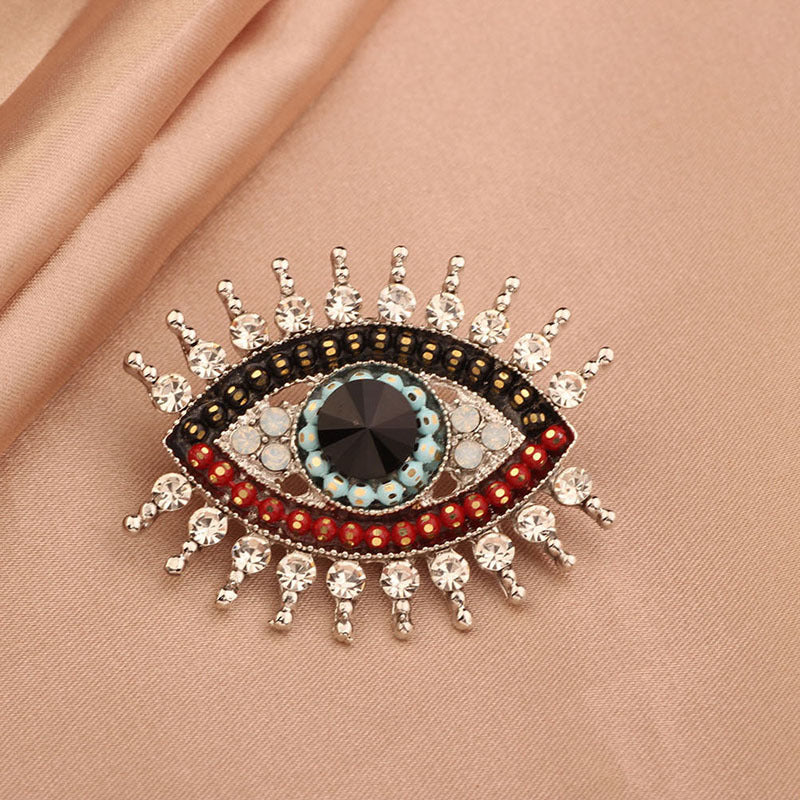 Diamond-encrusted Evil Eye Brooch