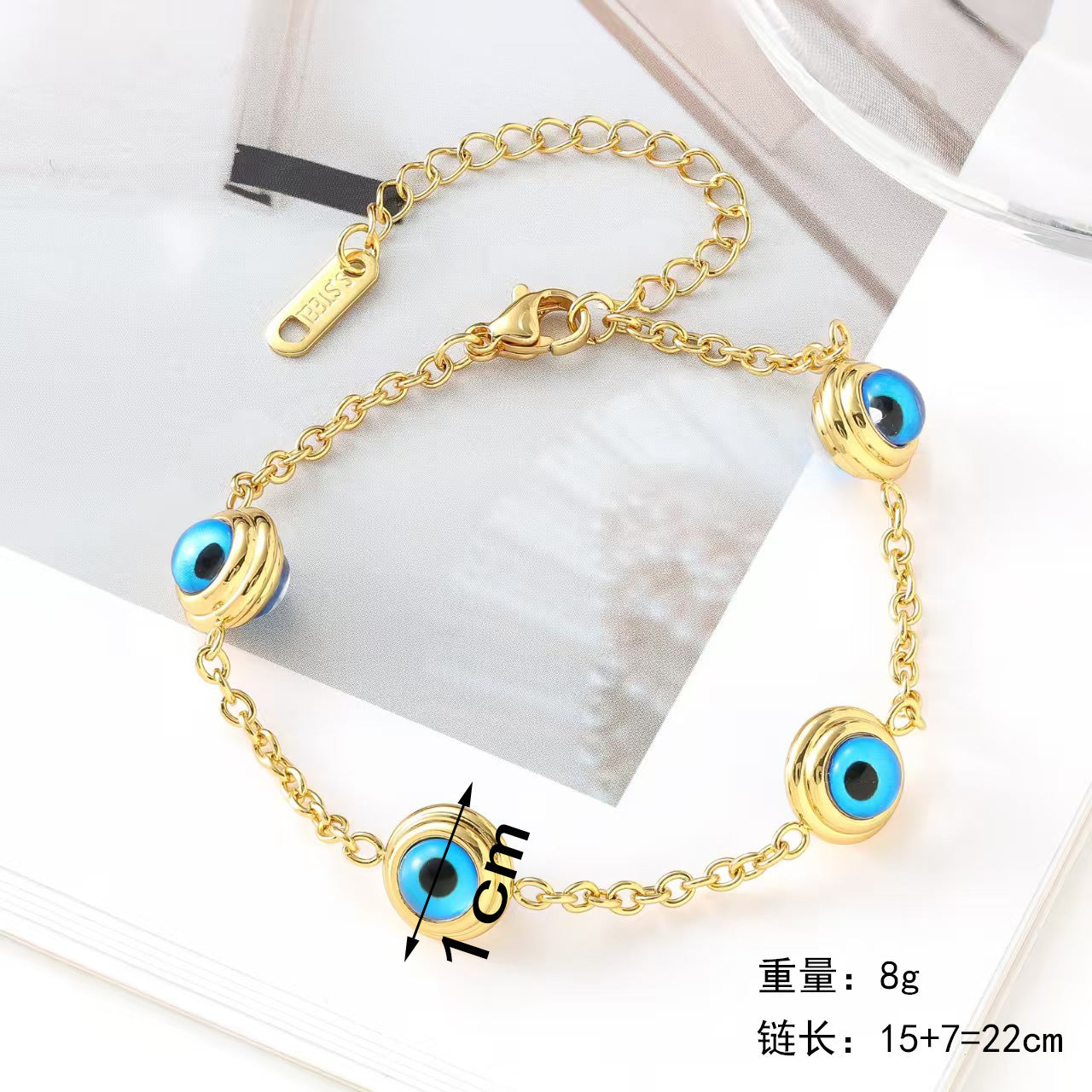 Evil Eye Blue Titanium Steel Bracelet Stainless Steel Jewelry