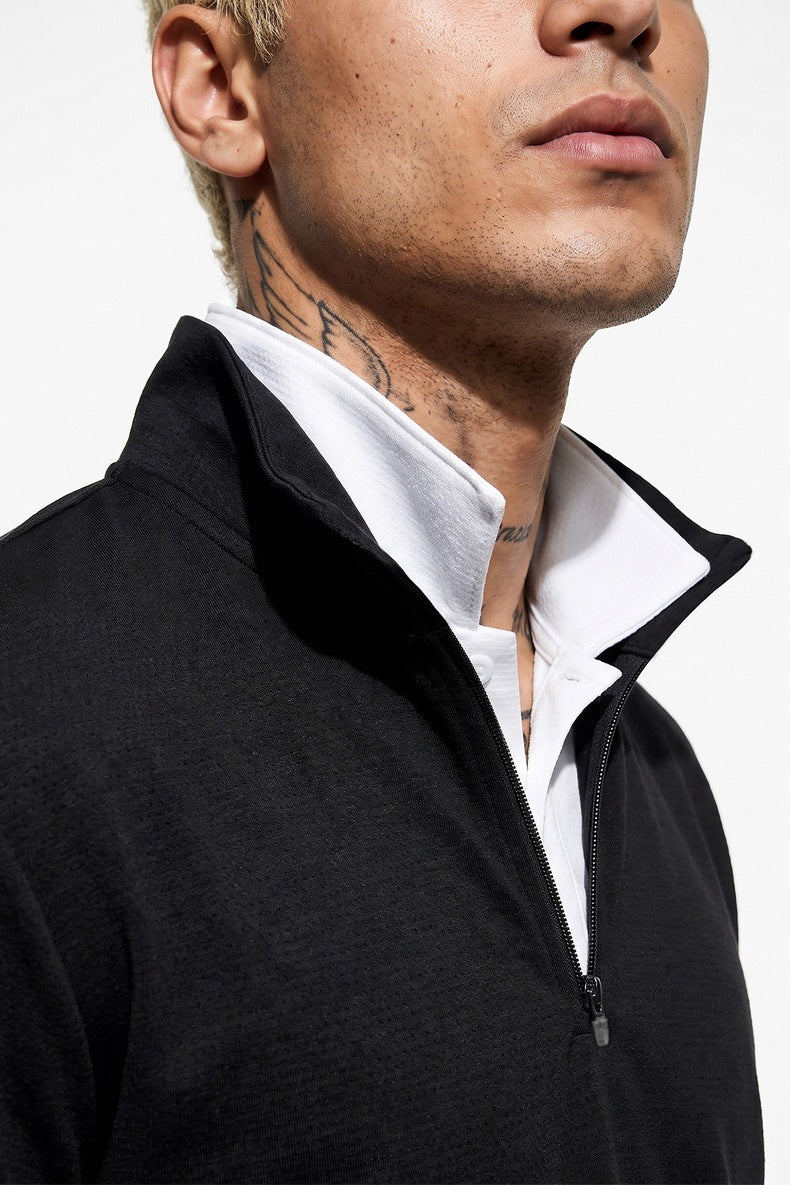Men's Wind‑Tunnel Commuter Long Sleeve Polo Shirt, Collared Breathable Casual Top