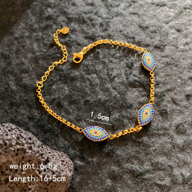 Full Zirconium Evil Eye Bracelet Stainless Steel Bracelet