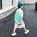 Boys Gradient Tie Dye Short Sleeve 2Pcs Set