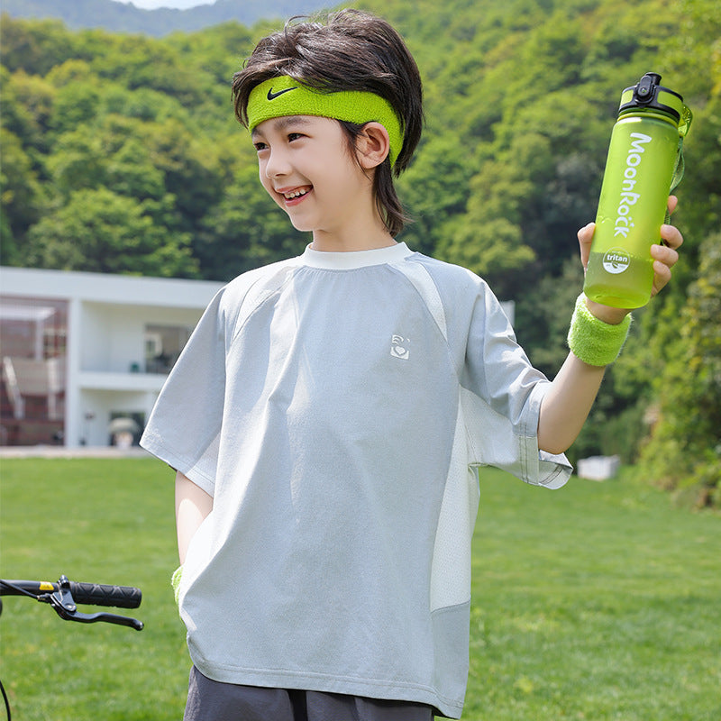 Boys Color Block Cooling Quick-Dry T-Shirt