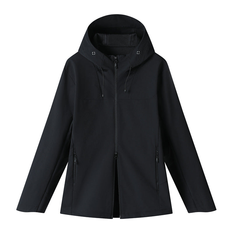 WENHOUU Women Heat‑Sealed Softshell Jacket Windproof Water‑Repellent Hooded Outdoor Coat
