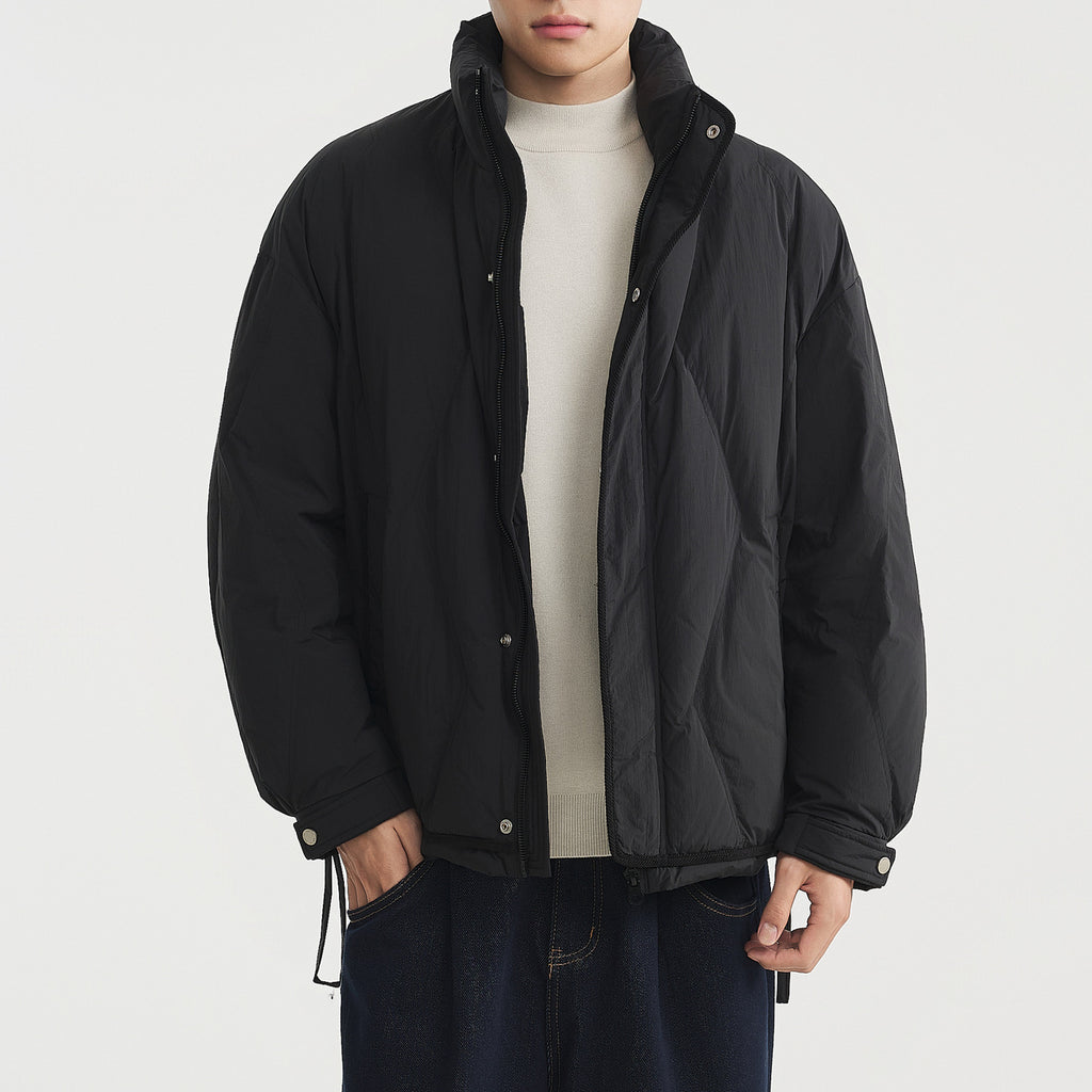 Men's Windproof Stand Collar Relaxed-Fit White Duck Down Jacket | 2025 Winter