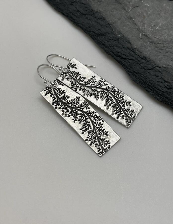 Nature Cast Metalworks Tree-Shaped Drop Earrings