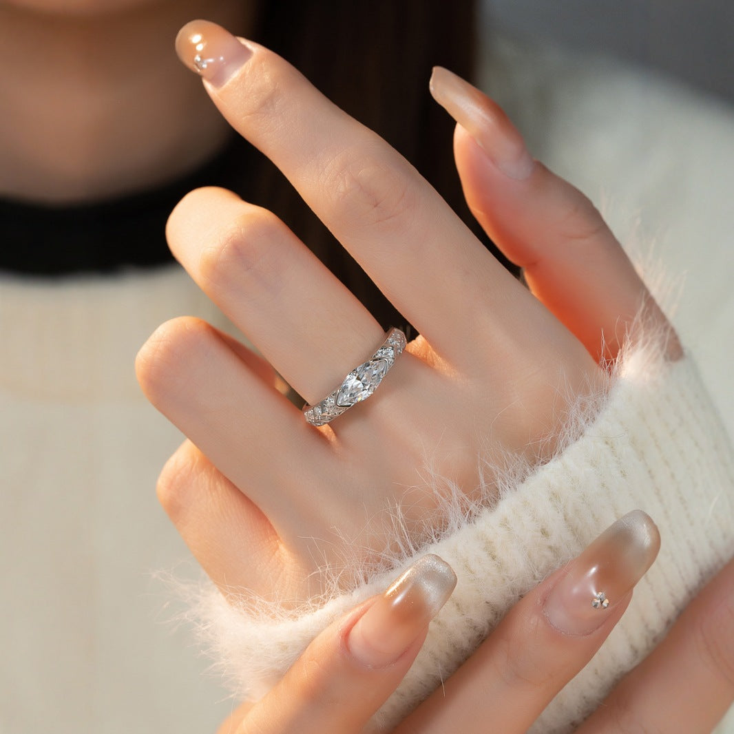 Carbon Diamond Marquise Evil Eye Ring