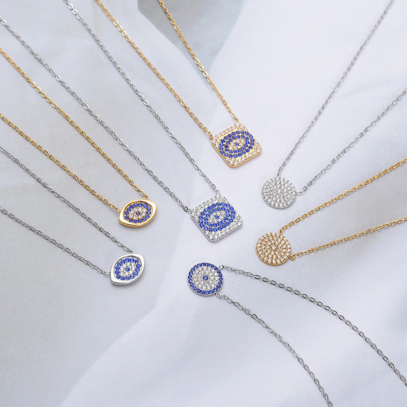 Titanium Steel Diamond-Studded Evil Eye Necklace