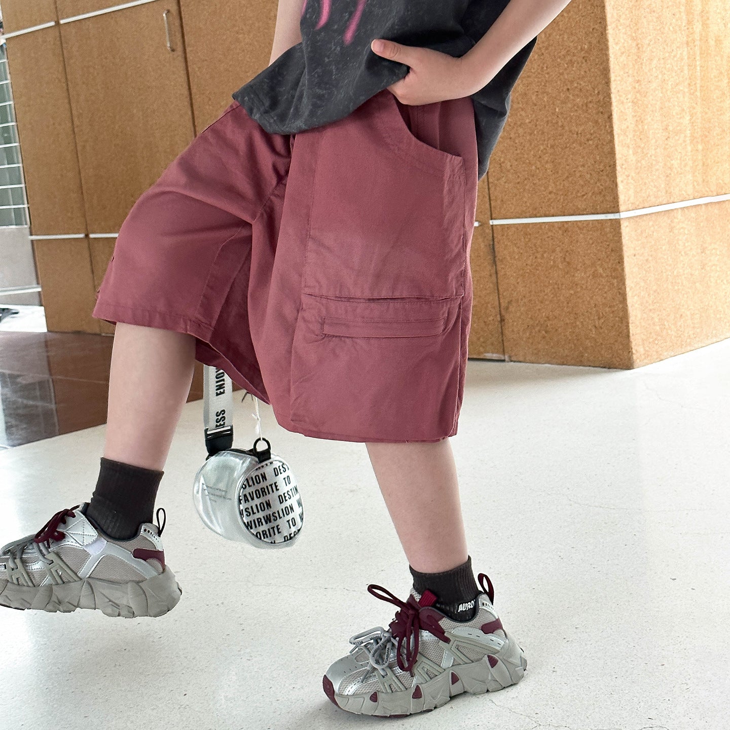 Boys Cotton Washed Vintage 5 Inch Cargo Shorts