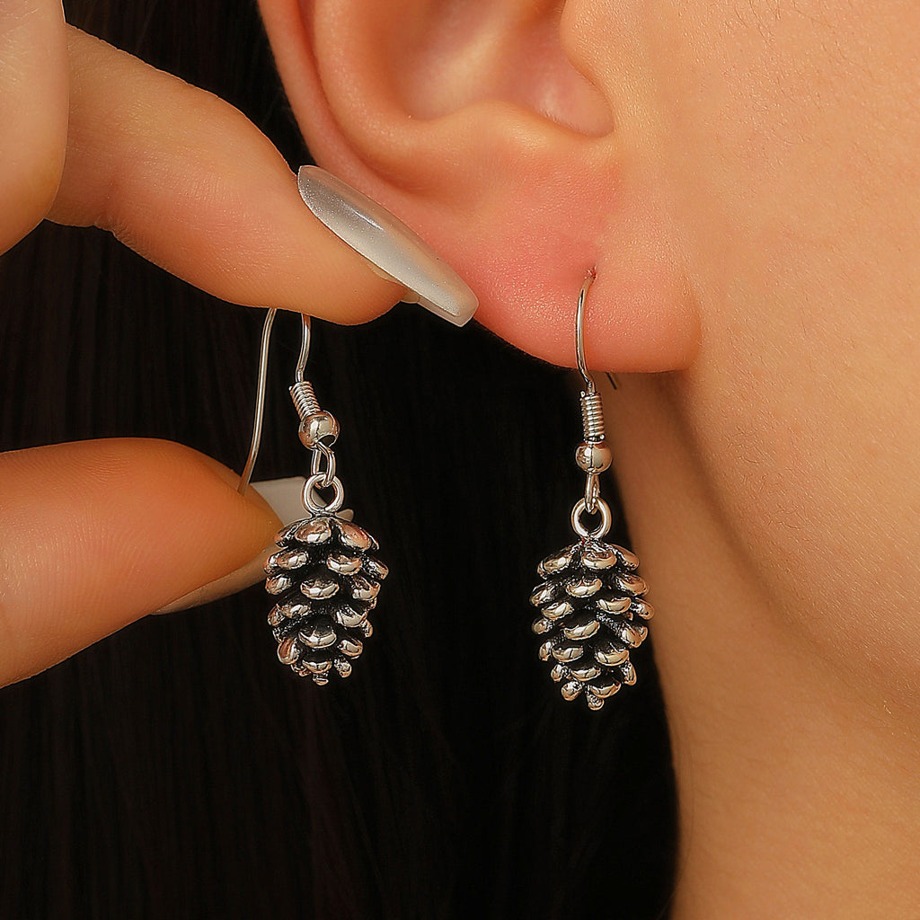 Nature Cast Metalworks Earring Pine Cone Gold Tone Dangle