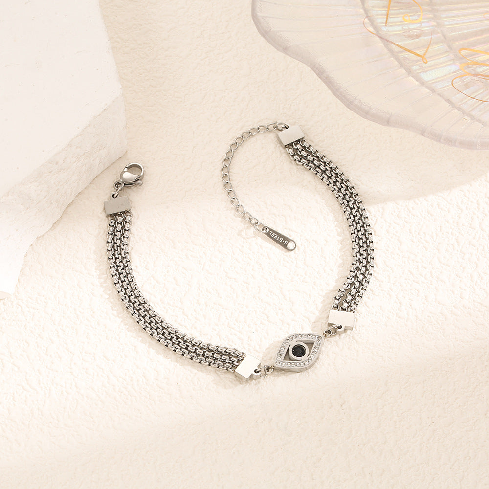 18K gold-plated zircon evil eye bracelet stainless steel jewelry