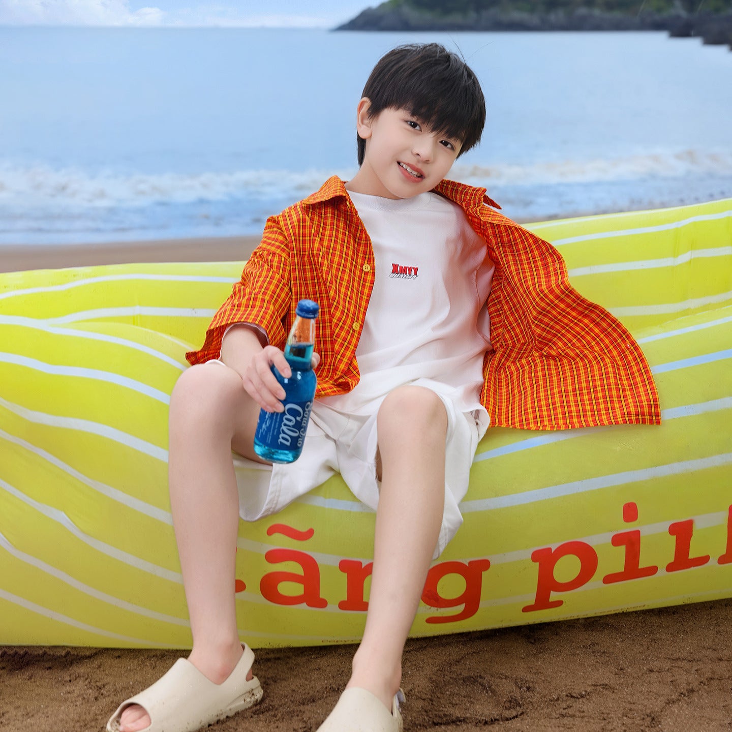 Boys' Lightweight Vacation-Style Plaid Shirt