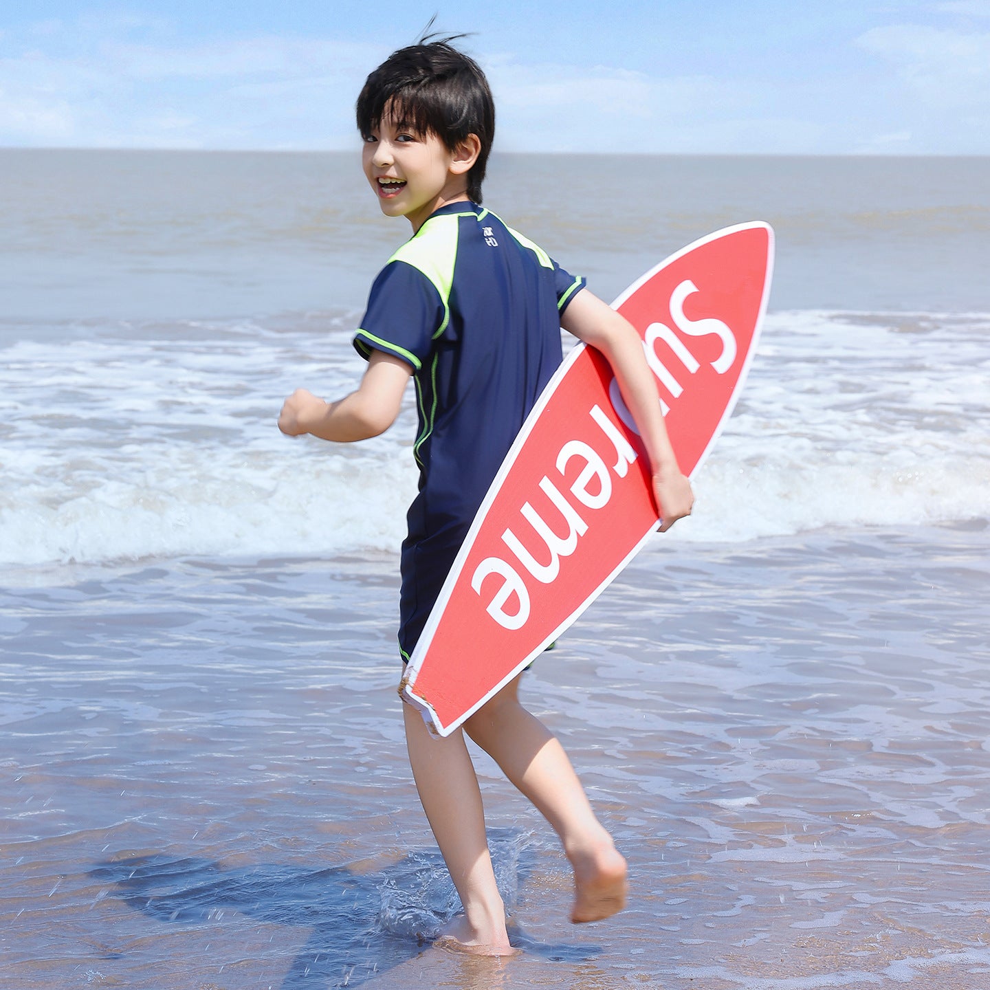 Summer Boys One Piece Swimsuit Chlorine Resistant Anti-UV 7A Antibacterial Swim Suit