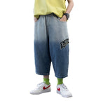 Boys Letter Embroidered Soft Denim 7 Inch Shorts