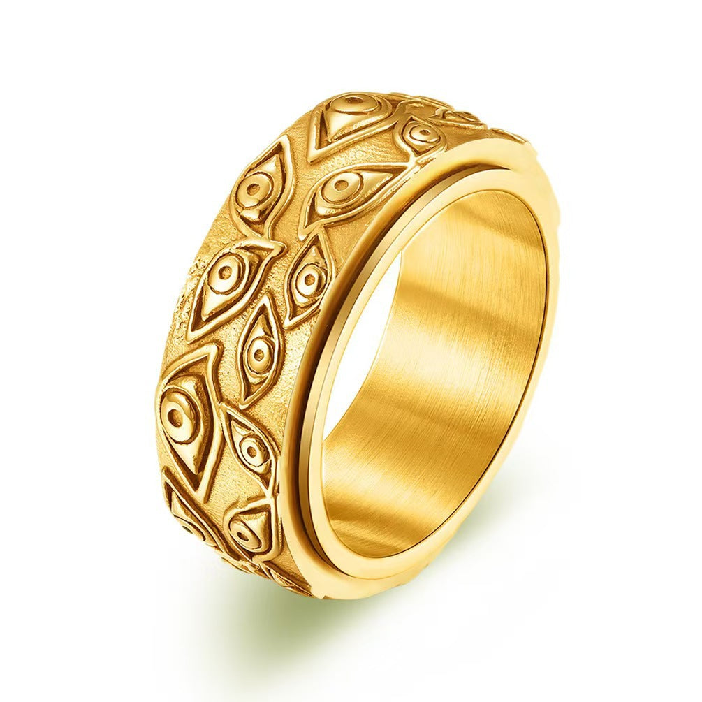 Rotating Stainless Steel Evil Eye Ring