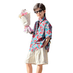 Boys' Lightweight Pure Cotton Short-Sleeve Floral Shirt
