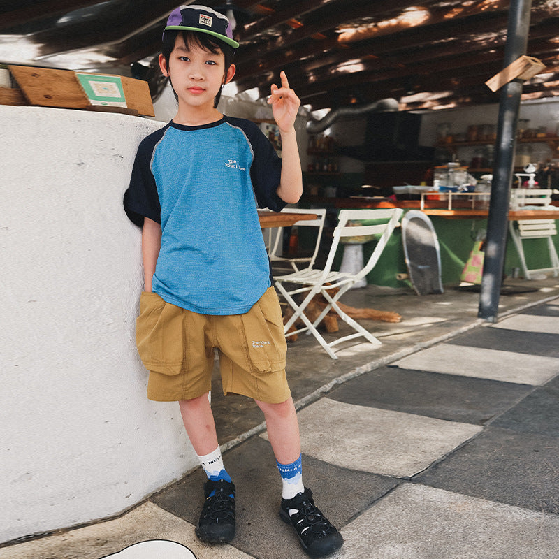 Mountain Style Spliced Letter Print Short Sleeve T-Shirt