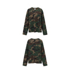 Street‑Style Waffle Knit Camo Long‑Sleeve T‑Shirt